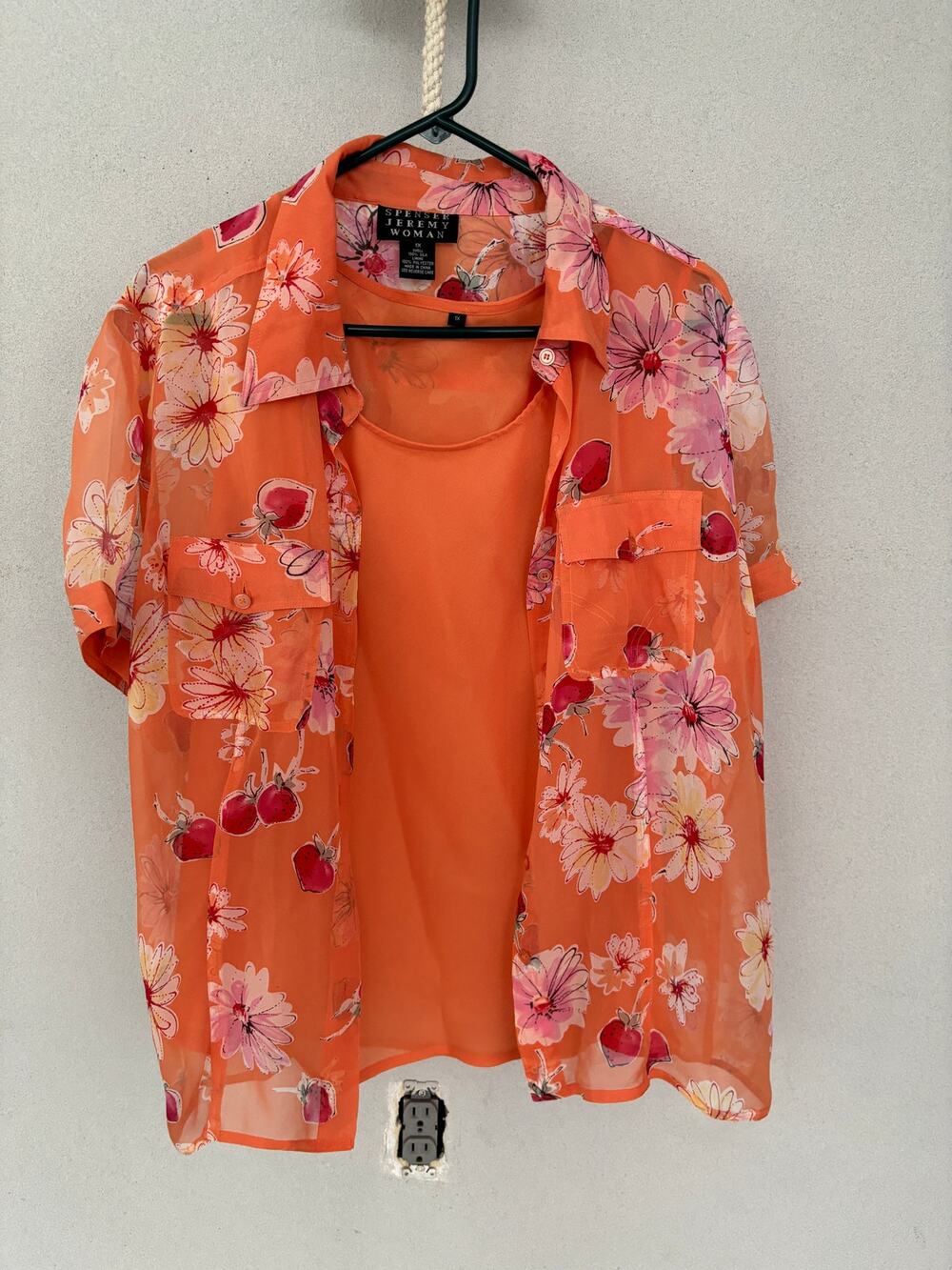 100% Silk Button Up and Tank Set Women's 1X Y2K Whimsigoth Copacabana Core